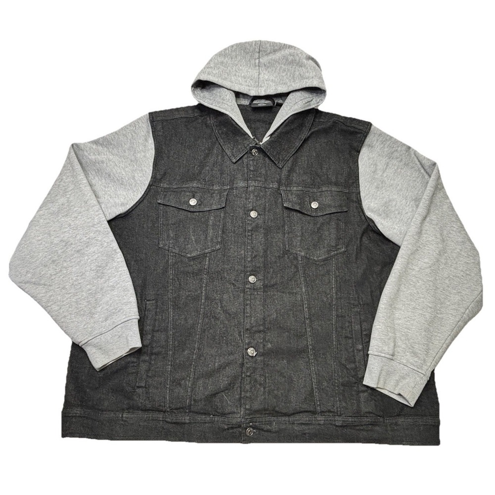Harley Davidson Hooded Denim Jacket‎ Mens 4XL Black Trucker Hoodie Blackout